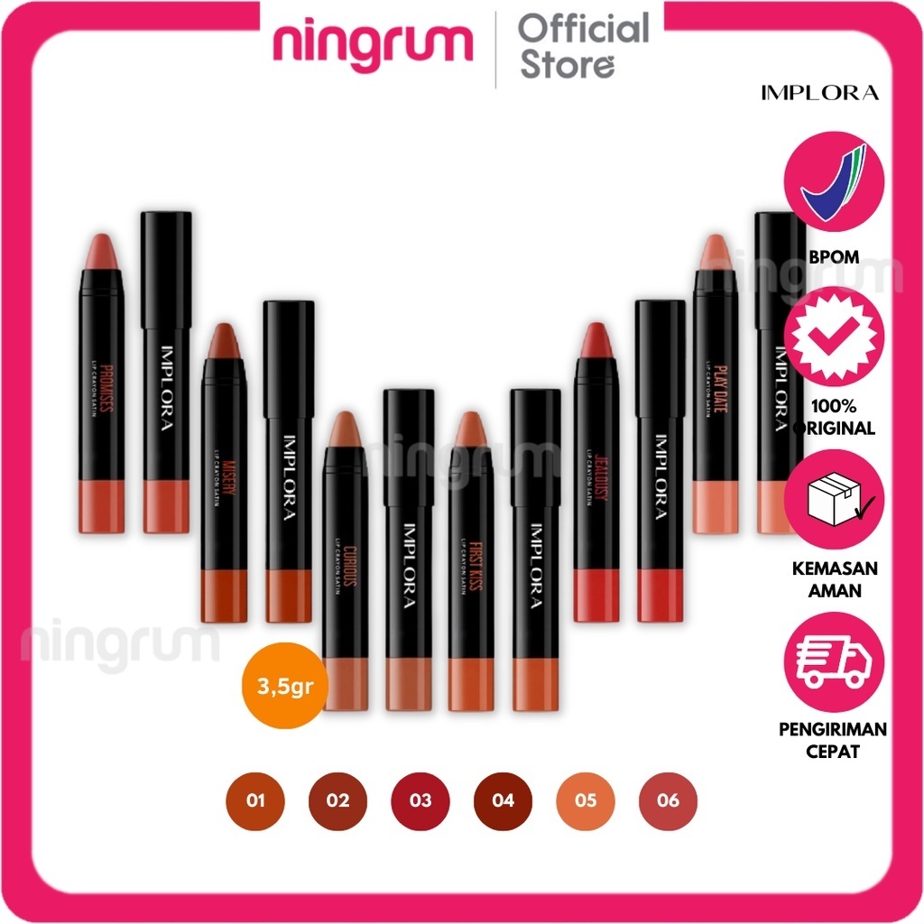 Ningrum - Implora Lip Crayon Satin | Lip Liner | Lipstick | Lip Cream | Lipcream | Lipcrayon 100% Original BPOM - 5113