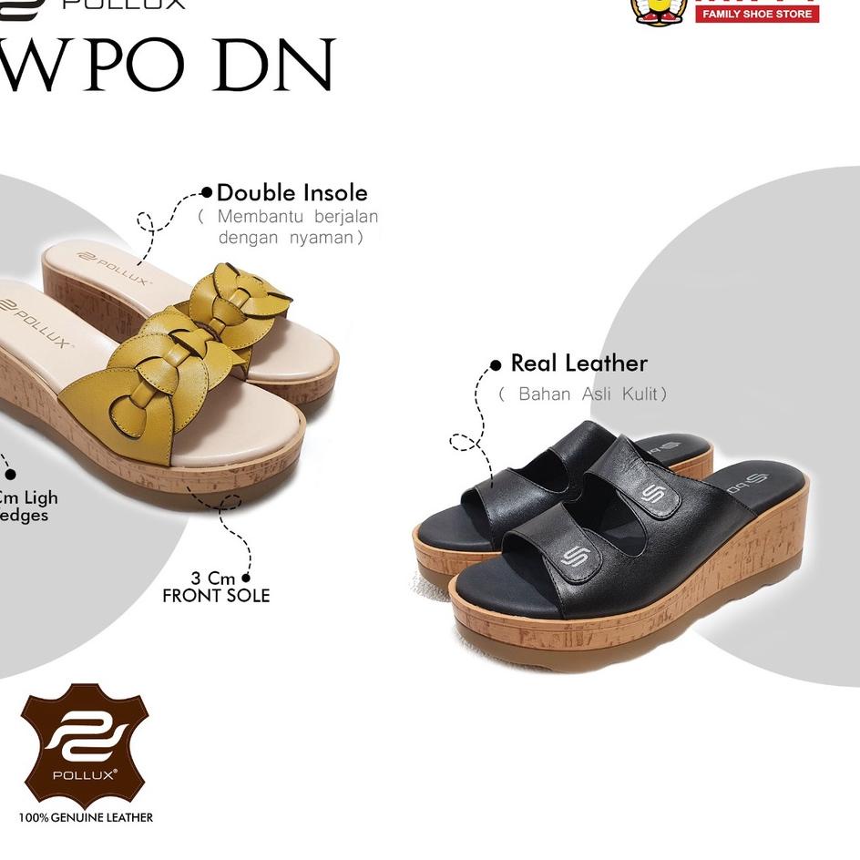 Terbaru.. SANDAL WEDGES WANITA BAHAN KULIT - POLLUX WPODN 16
