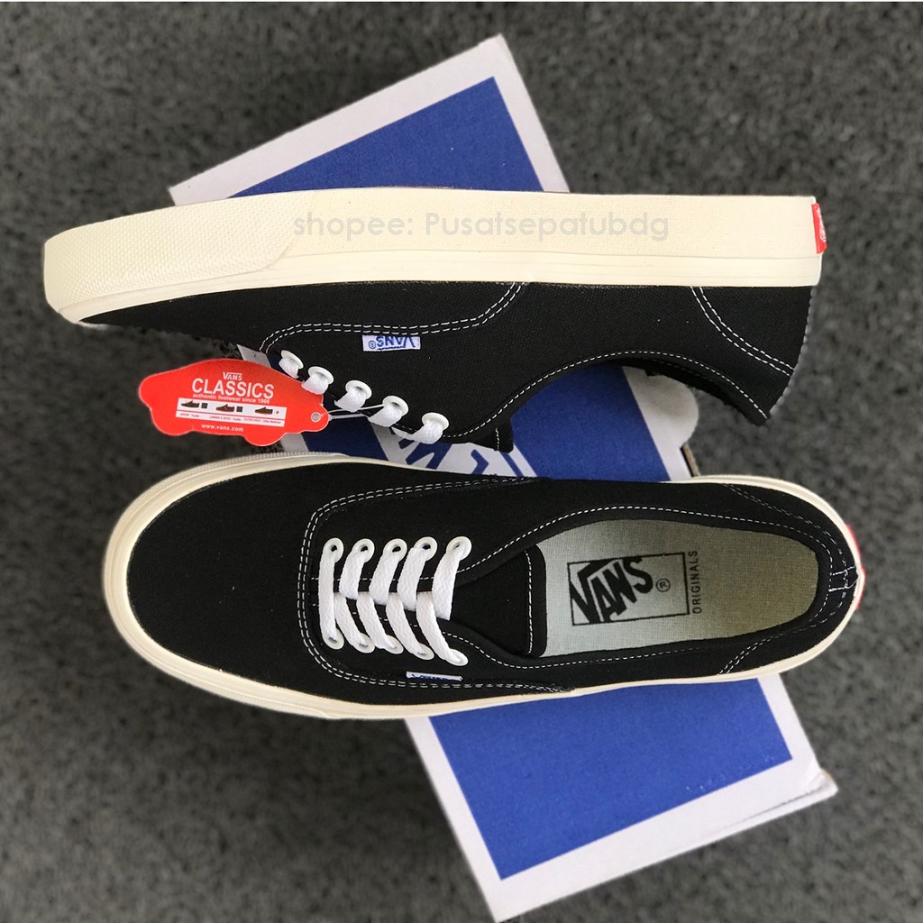 VANS AUTHENTIC LX OG BLACK WHITE SEPATU PRIA SNEAKERS
