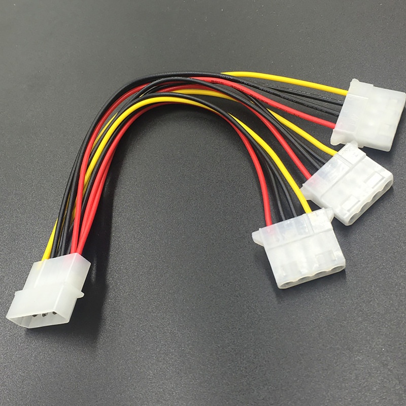 Btsg 4Pin IDE 1sampai3 Splitter Adapter Kabel Listrik 4Pin Male To 3port Molex- IDE Female Power Supply 2PCS 7.87in