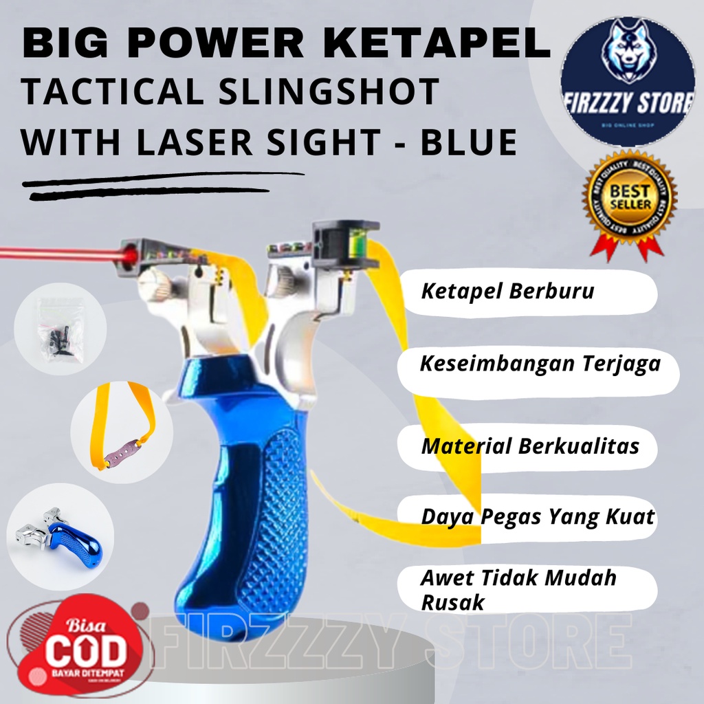 Big Power Ketapel Tactical Slingshot with Laser Sight - Blue