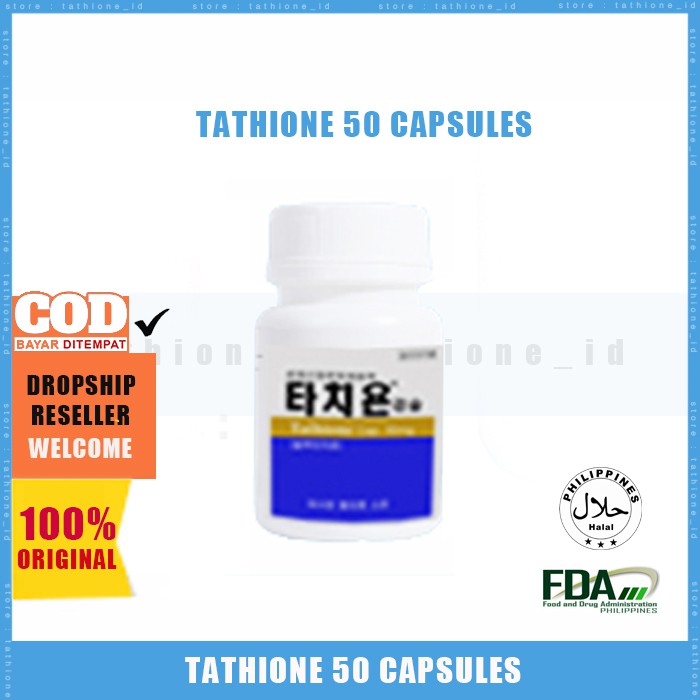 (Ecer 50 Kapsul) Suplemen Pemutih Kulit Tathione Korea terbukti ampuh memutihkan kulit wajah & badan