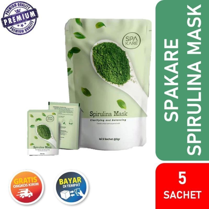 Spakare Spirulina Mask Tiens 1 pack isi 5 sachet / Masker Spirulina Tiens