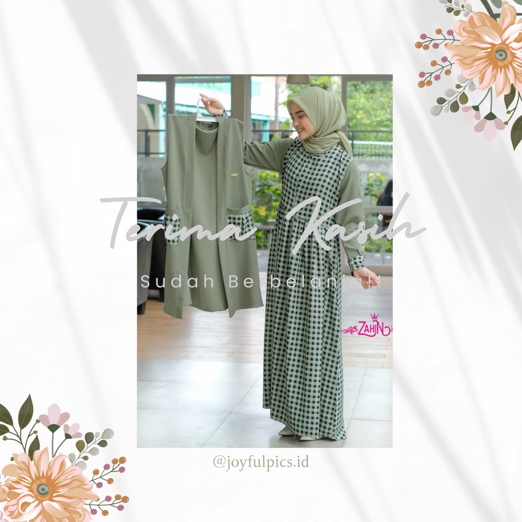 ZAHIN GAMIS SET OUTER ORIGINAL MOTIF KOTAK-KOTAK ORIGINAL