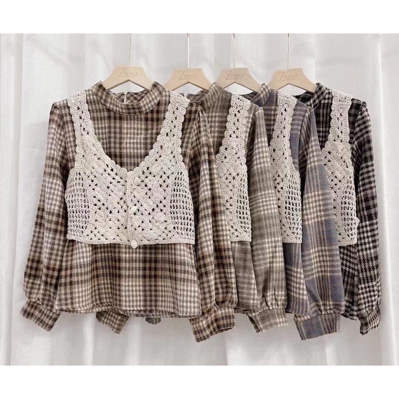 Hana One Set Flanel with Tanktop Import