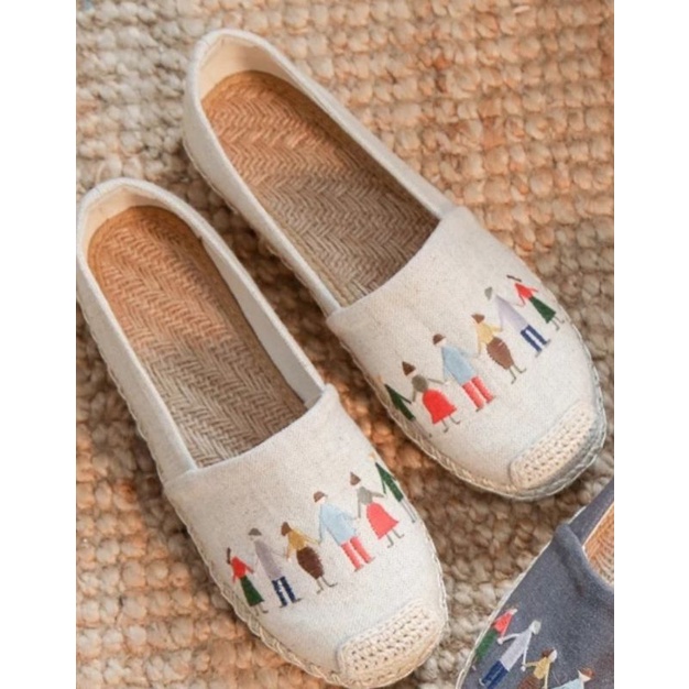 sepatu wanita korea espadrilles import slip on flat kanvas