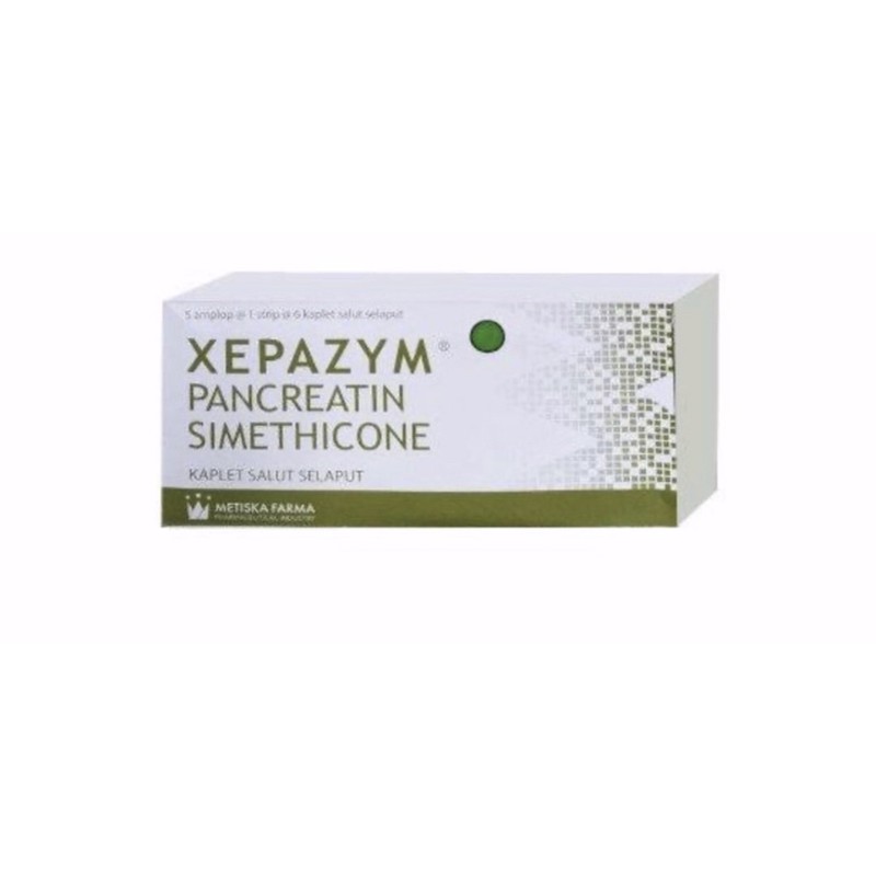 Xepazym strip 6 tablet ( enzym pencernaan untuk perut kembung )