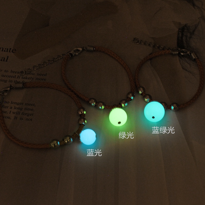 Gelang Kulit Manik-Manik Luminous Ukuran 10 / 12 / 14mm Untuk Pasangan