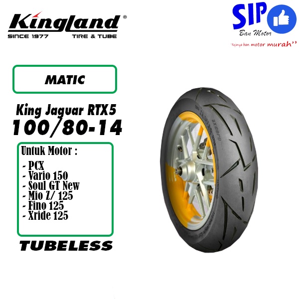 Ban motor matic Kingland King Jaguar RTX 5 100 80 14 tubeless beat mio vario