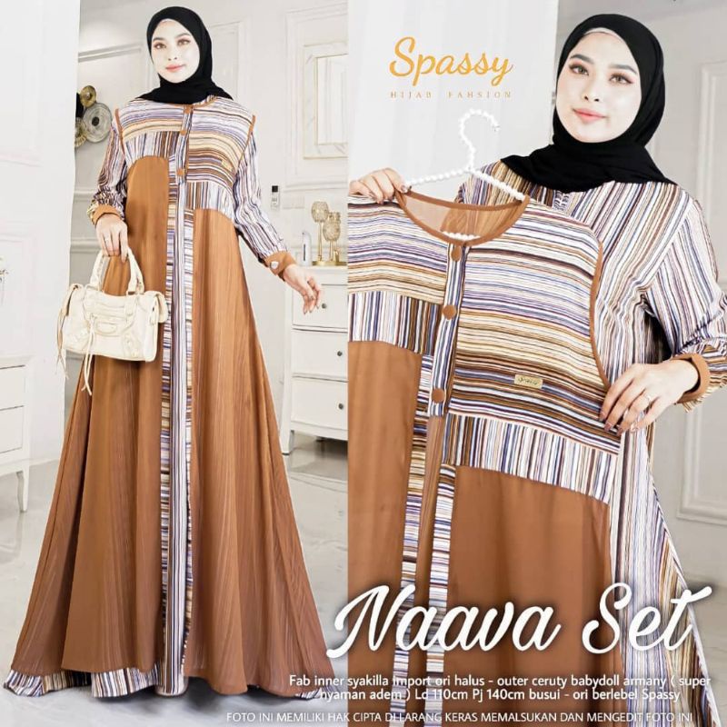 GAMIS ROMPI NAAVA SET LABEL MADANI GAMIS VIRAL KEKINIAN DRESS MUSLIMAH GAMIS TERBARU DRESS WANITA FA