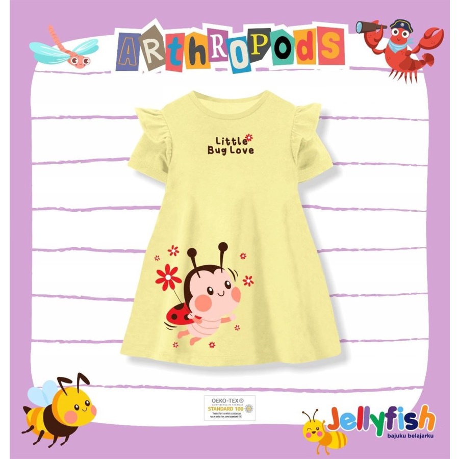 Daster Anak Gambar Lebah Warna Kuning Dress Rumahan Anak Motif Bee New
