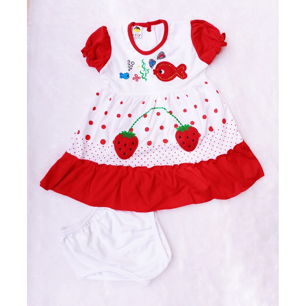 Setelan Baju Bayi Perempuan, Dress Anak Usia 3-18 Bulan, Lucu, Murah, Berkualitas