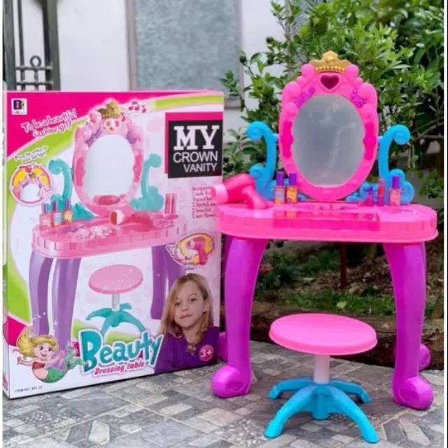 MAINAN MEJA RIAS ANAK CROWN VANITY BEAUTIFUL DRESSING TABLE