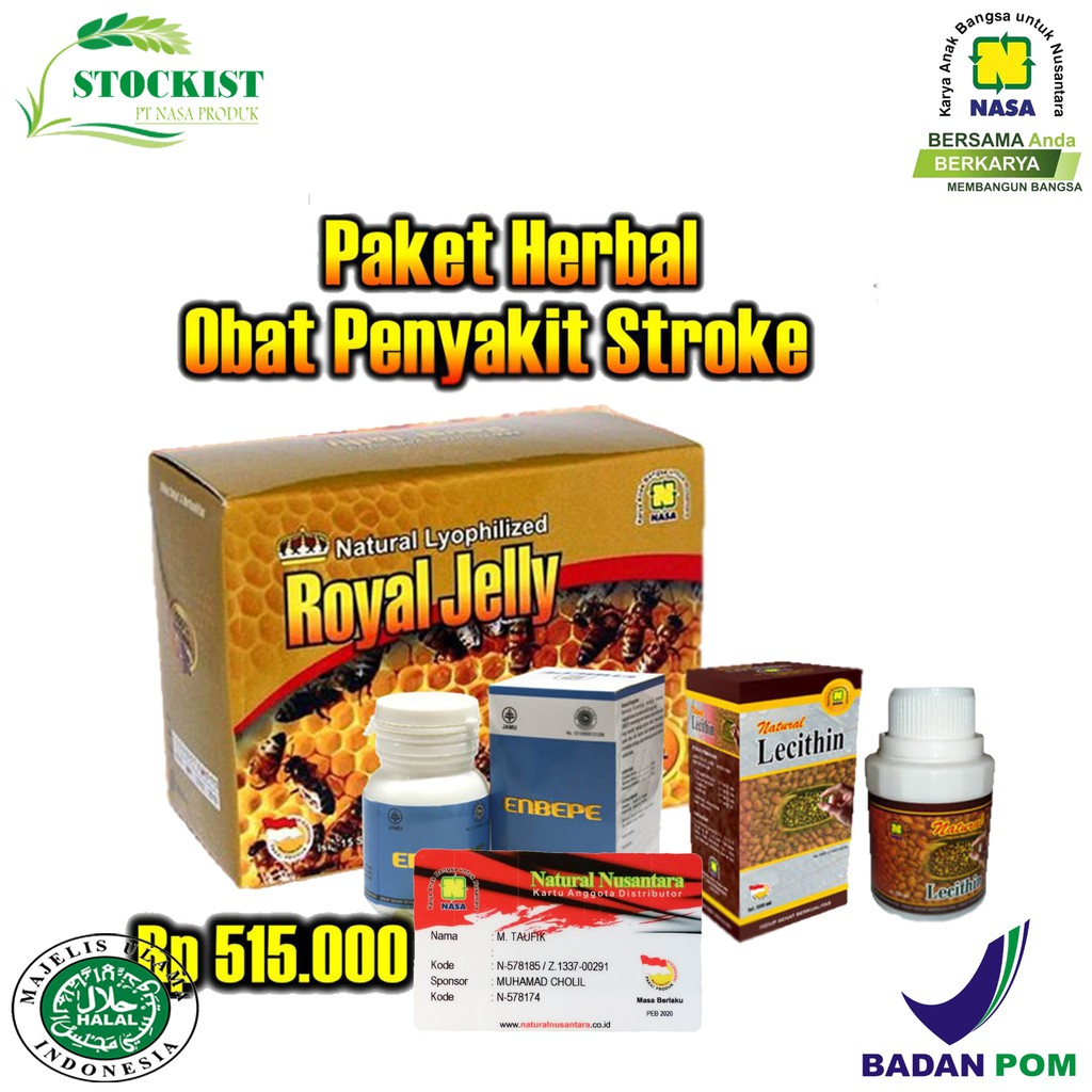 OBAT HERBAL STROKE / STRUK NASA ENBEPE, LECHITIN, ROYAL JELLY ORIGINAL NASA
