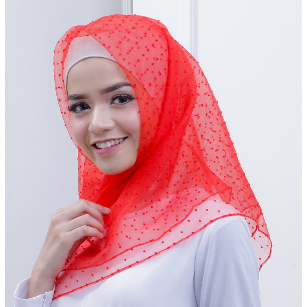 Jilbab Segiempat MURAH Hijab Segiempat Motif Bunga Polos