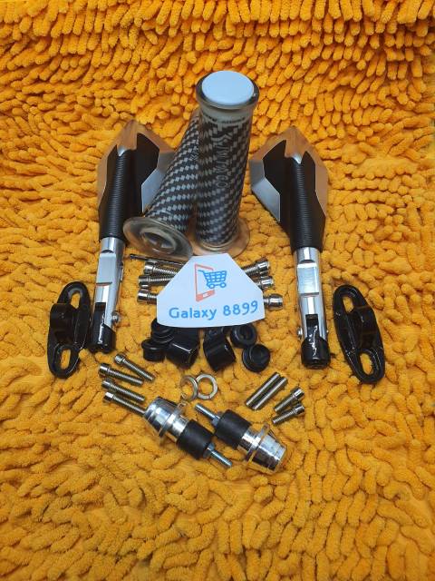 Spion Tomok V2 2tone plus grip kitaco dan jalu stang silver universal vario nmax pcx mio beat vixion