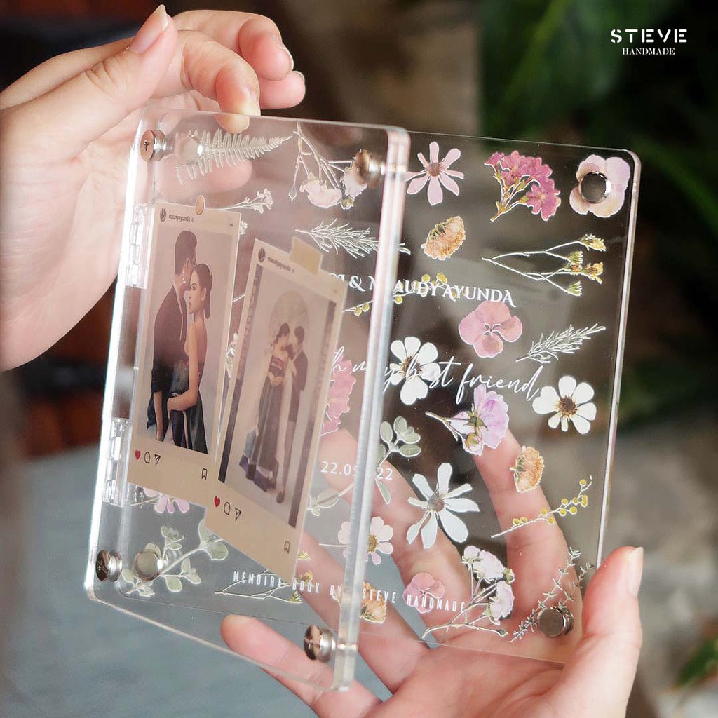 Memoire Book Acrylic Photo Flower Akrilik Album Hadiah Birthday Anniversary Gift Kado Graduation Farewell Gift MB15