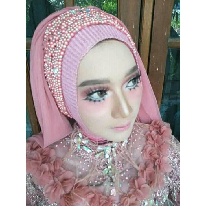 Hijab Mutiara Tiga Susun / Veil Mutiara / Veil Wedding