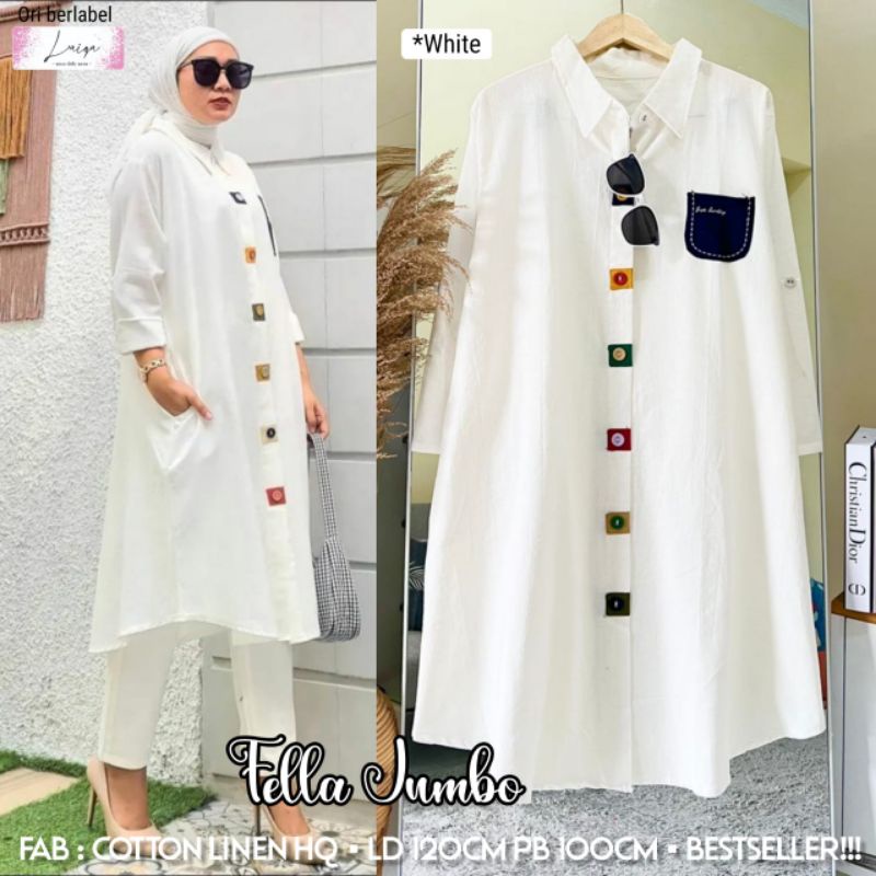 BEST SELLER BAJU ATASAN WANITA FELLA JUMBO COTTON LINEN HQ MURAH