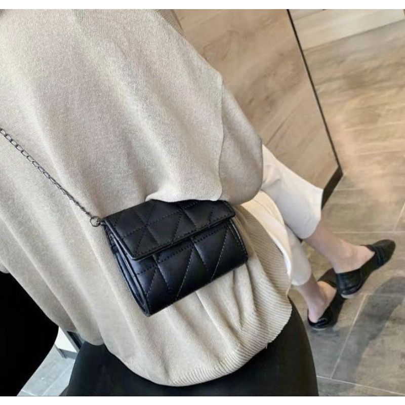 tas selempang wanita import zorah bag-Kotak mini Hitam