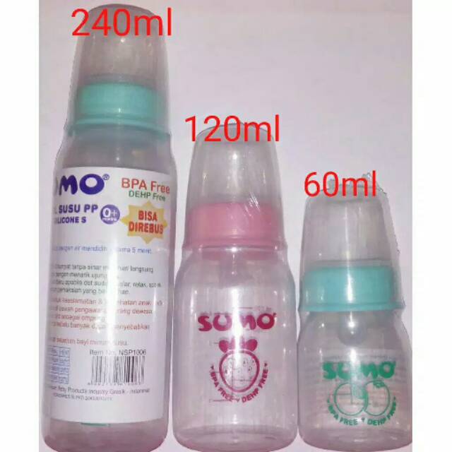 Botol Susu Sumo Murah BPA Free 240 Ml/120 Ml /60 Ml