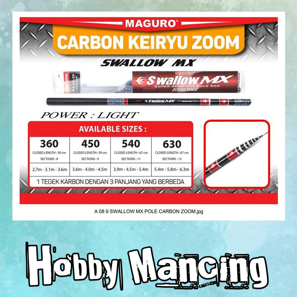 Joran Tegek Maguro Swallow MX Zoom Pole | Pilih Ukuran