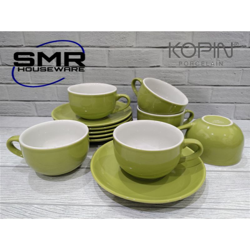 BRESCIA COFFEE CUP | CAPPUCINO CUP PORCELAIN | CANGKIR KOPI SUSU KOPIN - HIJAU