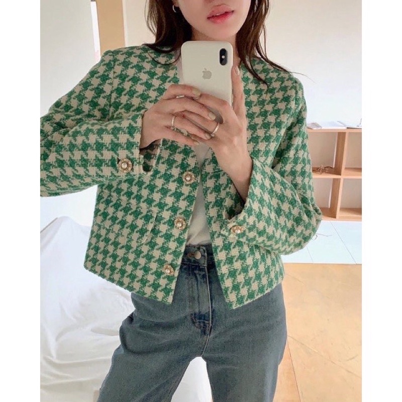 Eliza Blazer/ Blazer Tweed/ Korean Blazer/ Outer/ Blazer Houndstooth