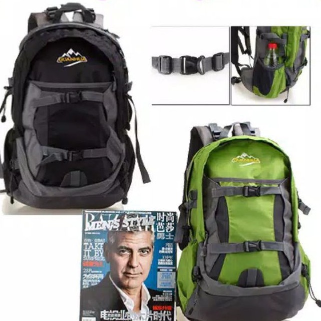 Tas Ransel Gunung Laptop Sekolah Kantor Traveling 35 liter Hitam Hijau