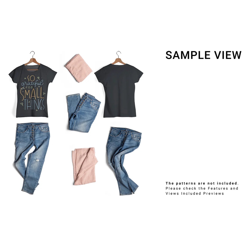 Womens T-Shirt And Jeans Mockup Set