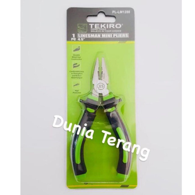 Tang Kombinasi Mini TEKIRO 4,5&quot; gg Karet - Tang Karet Kecil 4.5 in - Small Linesman Mini Pliers 41/2