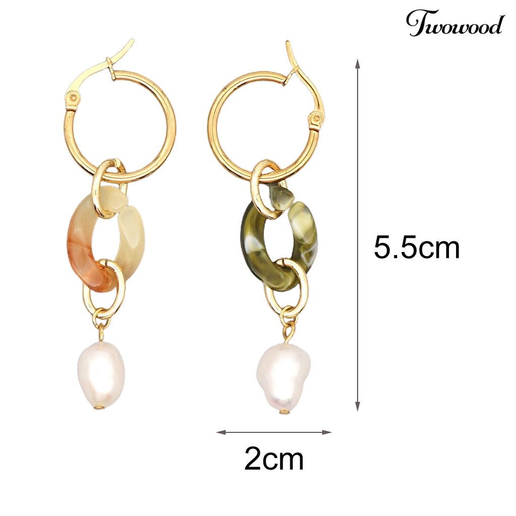 Twowood 1 Pair Bohemian Earrings Faux Pearl Comfortable to Wear Baroque Style Exquisite Long Dangle Earrings for Party