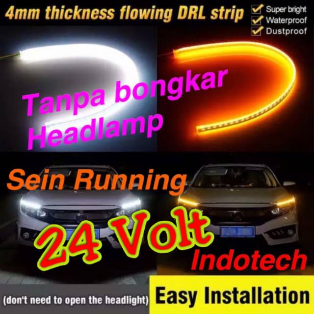 Lampu Led Sein Alis Truk Bis 24 Volt 60 cm Warna Putih Sein Kuning