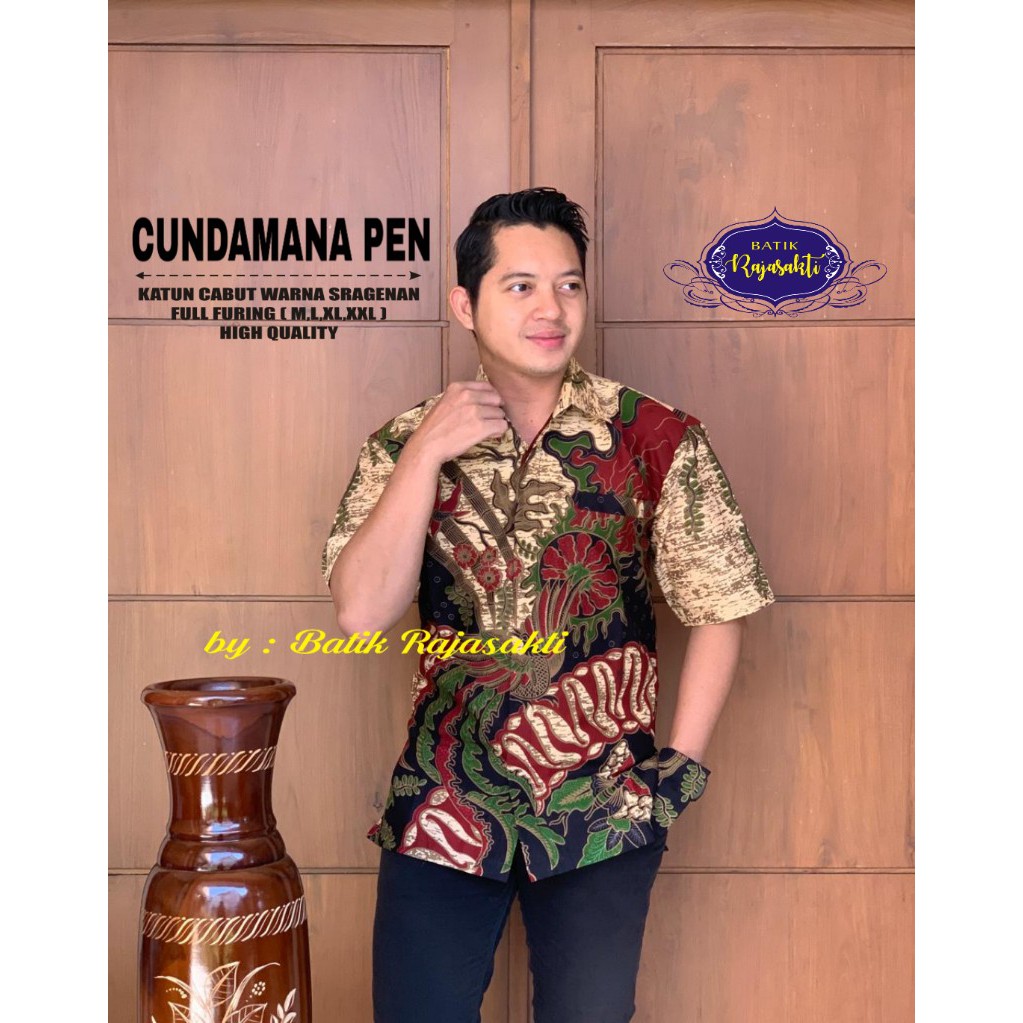 CUNDAMANA PEN Kemeja Batik Pria Lengan Pendek Katun Halus FULL FURING Rajasakti