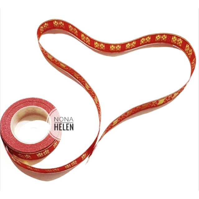 

Pita hias shuang xi / pita roll merah gold lebar 2.5cm