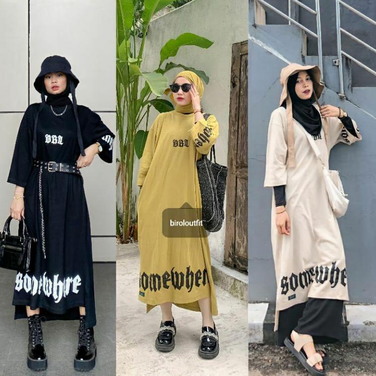 [CU. 867045] NARUMI DRESS SHIRT OVERSIZE/long dres/dres kaos/dres oversize