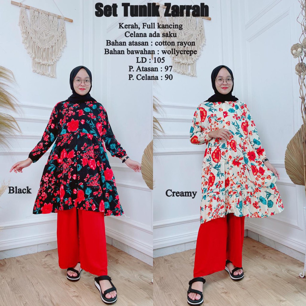 One Set Tunik Rayon Motif Macan Ayla  Meydina Zarrah Macan