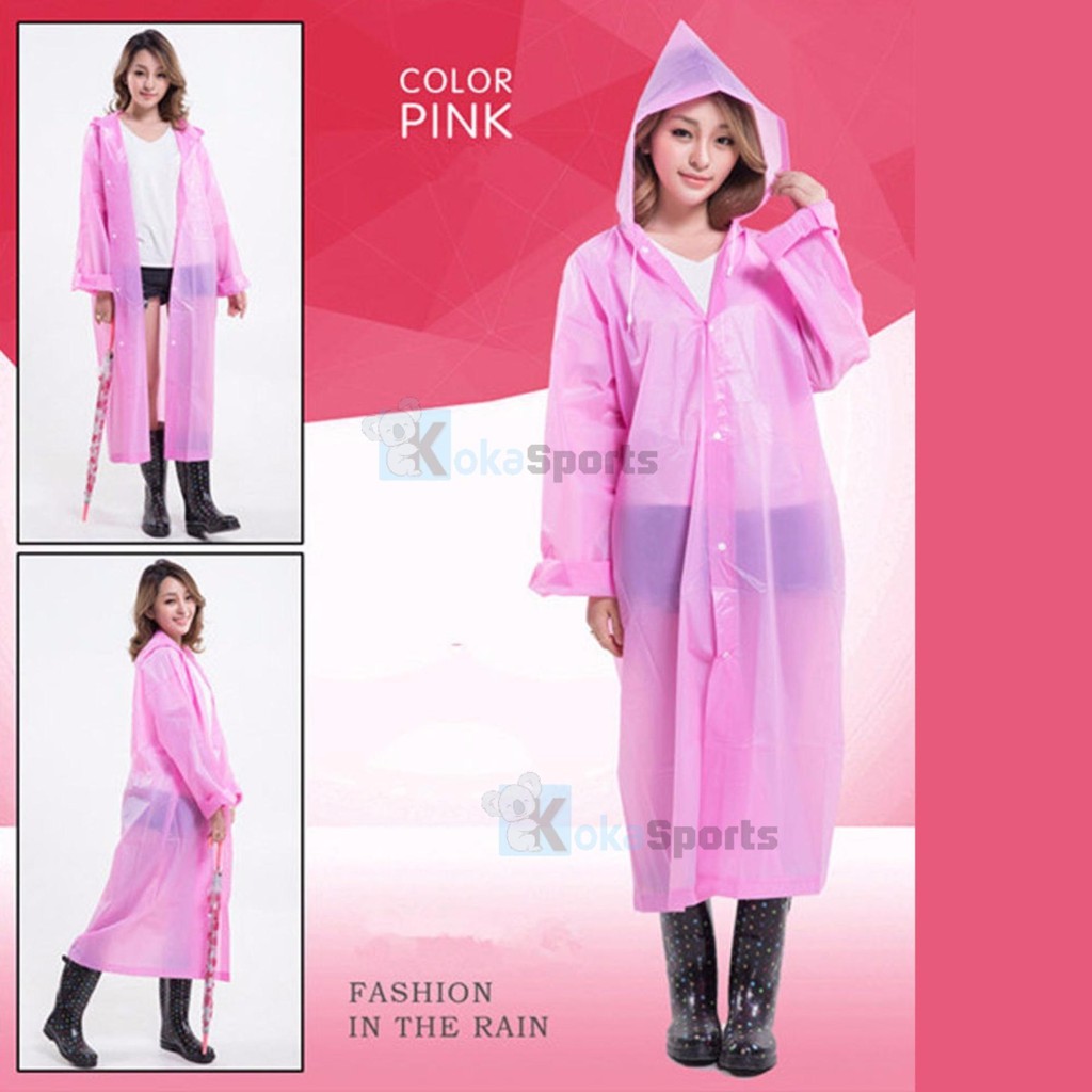 SPECIAL!!! Jas Hujan EVA khusus WARNA PINK dan KUNING Poncho  Panjang Portabel Bahan EVA Transparan