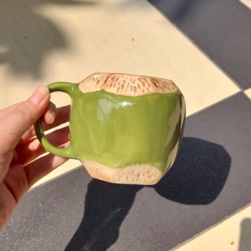 Mug Lucu 3D Kelapa Gelas Unik / Cangkir Lucu bahan Keramik Coconut 3D Mug