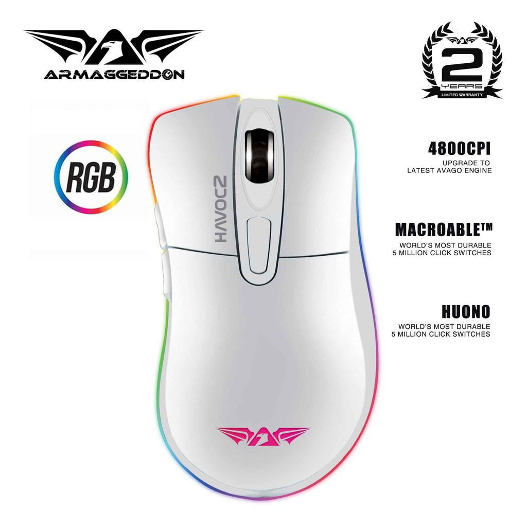 Mouse Gaming Game Gamers Macro HAVOC2 Armaggeddon White komputer laptop Notebook