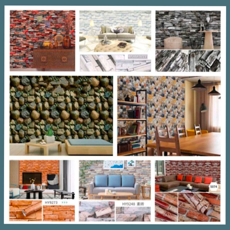 Wallpaper Sticker motif Batu Kerikil, Batu Granit, Batu Alam 3D Minimalis