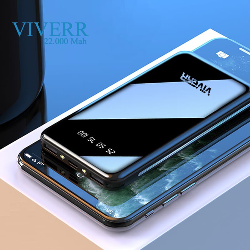 Powerbank Viverr 22.000 Mah SUPER SLIM With DUAL DOUBLE LED lampu Resmi 1 Tahun murah berkualitas