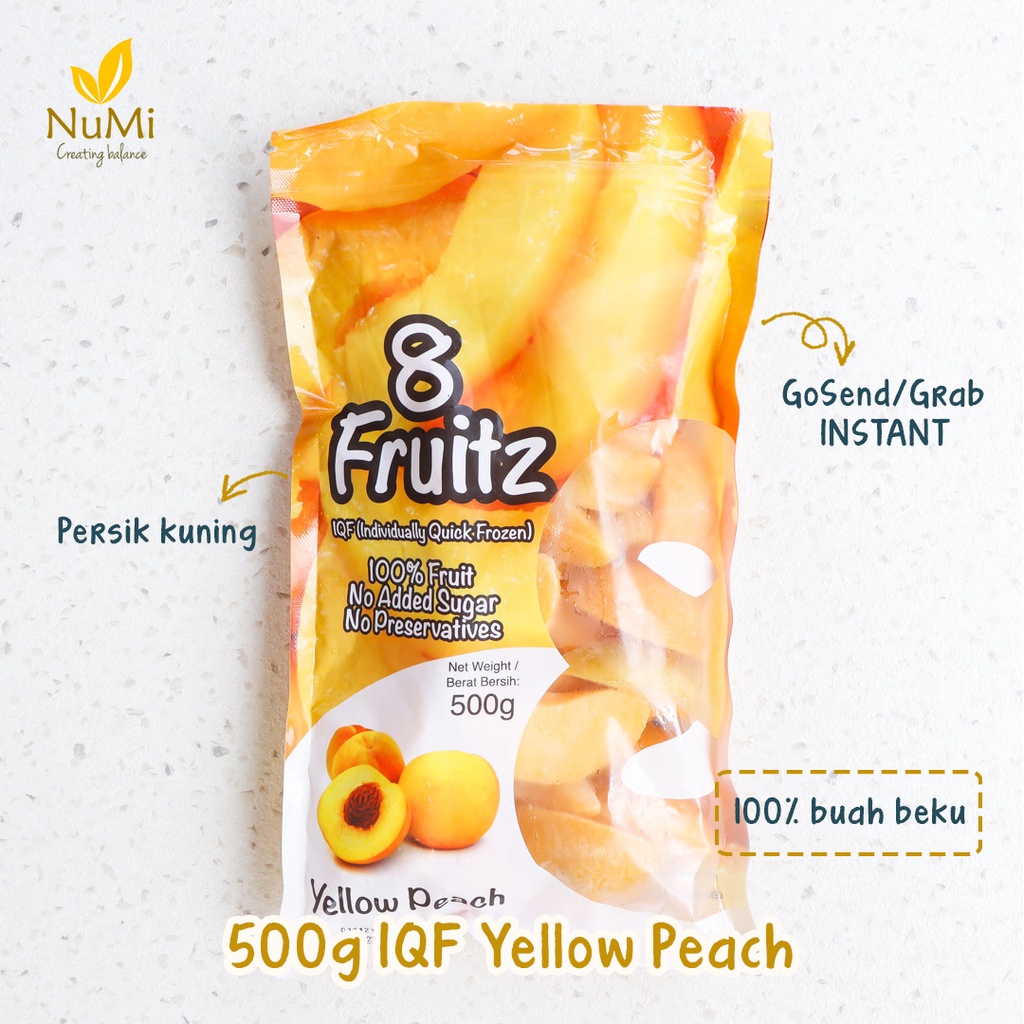 

500G IQF YELLOW PEACH SLICES Frozen Buah Beku Persik - 8 FRUITZ