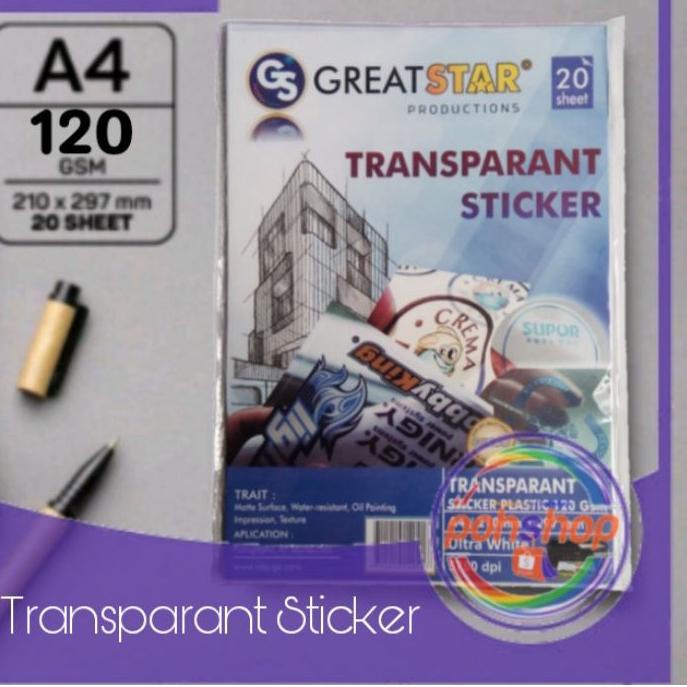 

EF9@7V Viral .Great Star Transparant Sticker Plastic A4/120gsm 20's|,.,.