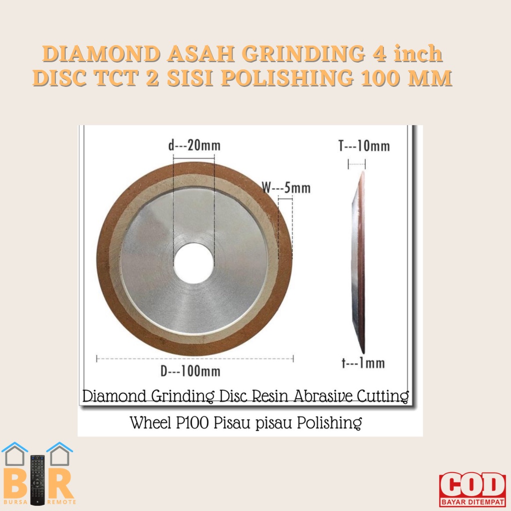 Diamond Asah Grinding4 inch DISC TCT 2 SISI POLISHING 100mm