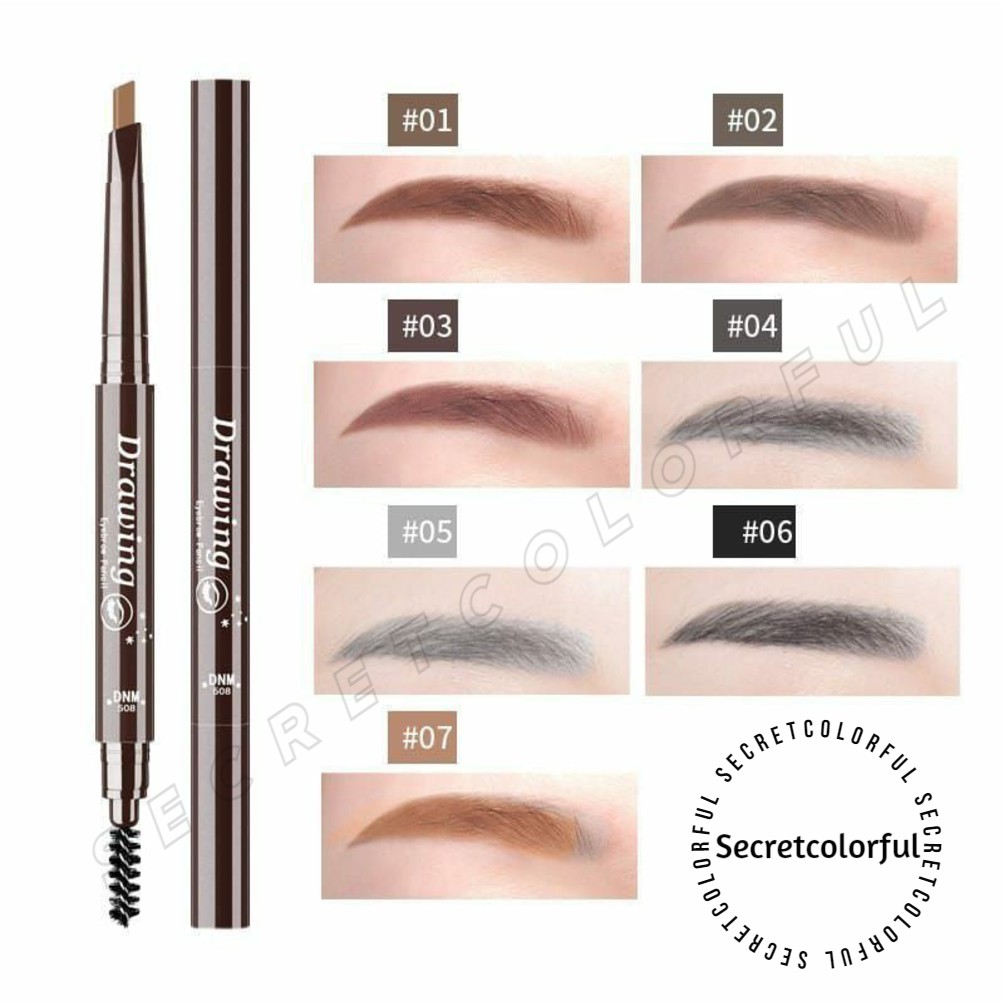 DNM Eyebrow Pencil Natural 2 in 1 Waterproff Tahan lama Alis Putar Drawing