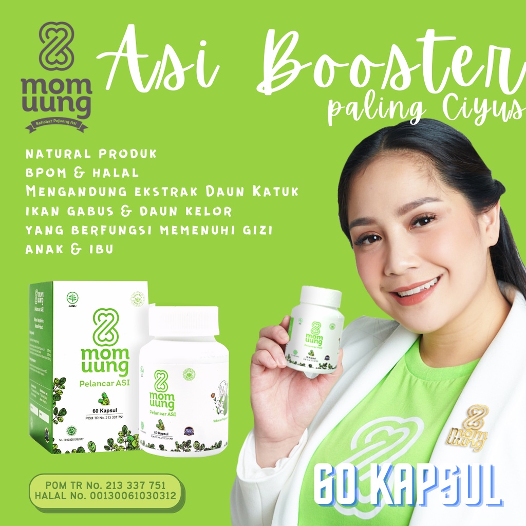 MOM UUNG Asi Booster 60 Kapsul Pelancar Asi Herbal Meningkatkan Kualitas dan Kuantitas Asi BPOM