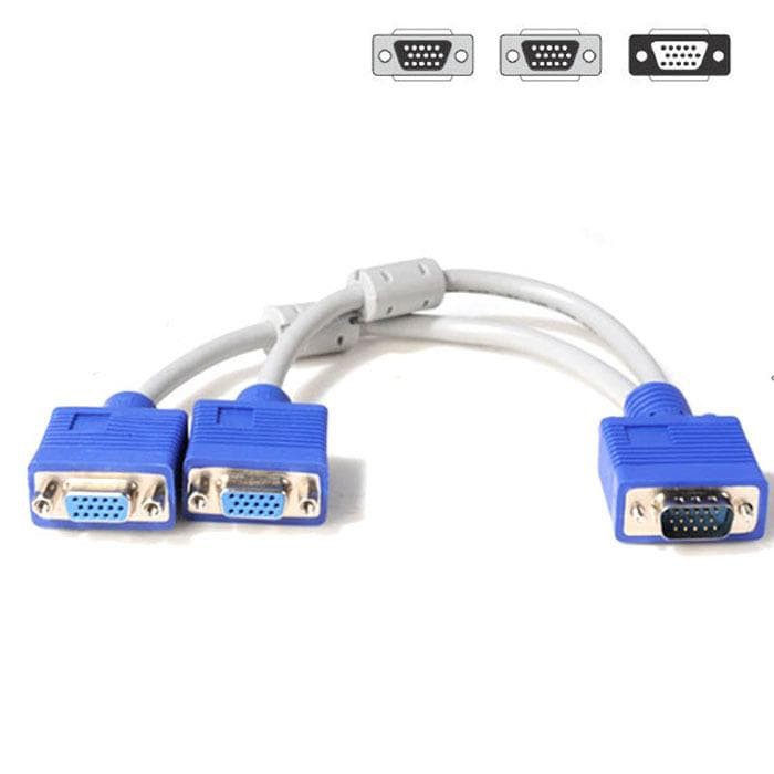 Kabel VGA splitter cabang 1male ke 2female DB15 - VGA Splitter 2 Port