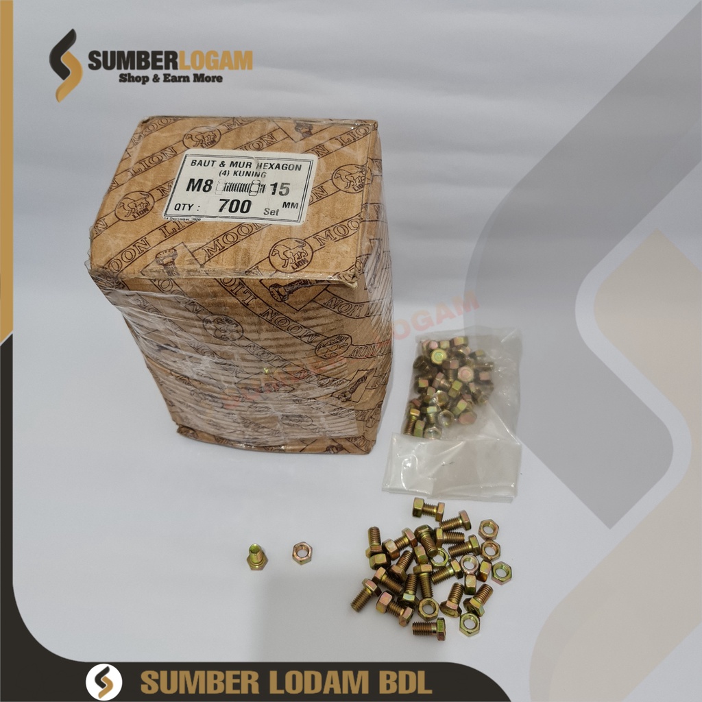 Mur Baut Rak Siku Lubang - Baut Kunci 12 M8 x 15