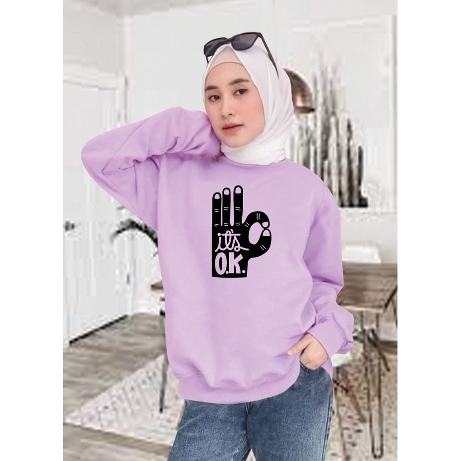 Kaos Lengan Panjang OK / Kaos Sweatshirt / Atasan Wanita / Atasan Wanita Lengan Panjang / Atasan Import / Kaos Wanita Blus